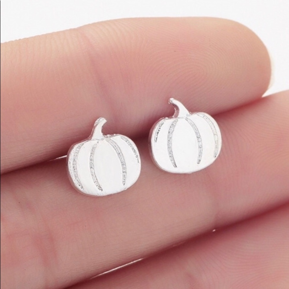 Gold & Silver Pumpkin Earrings minimalist - Picture 2 of 5